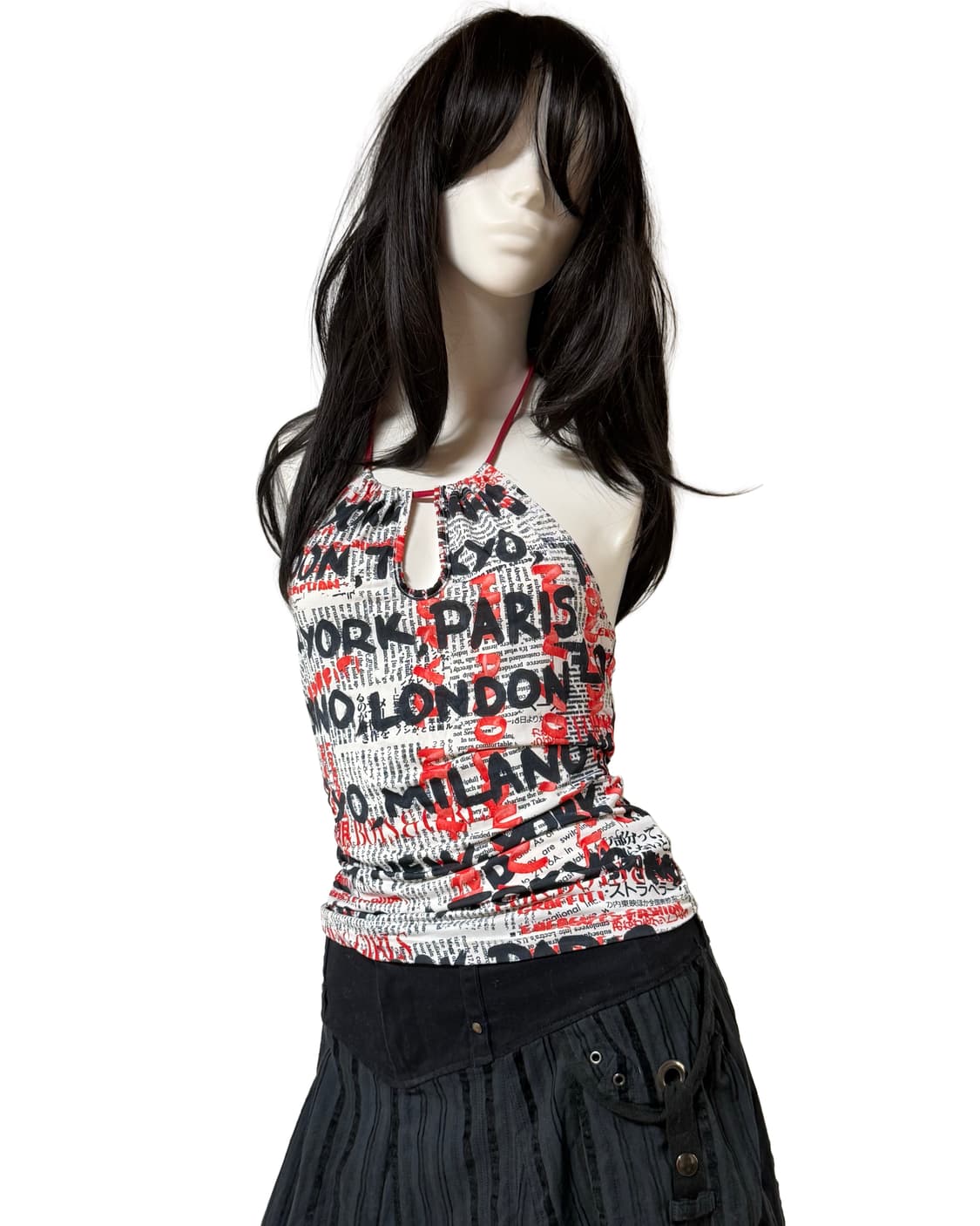 Vintage lettering y2k halter neck top 상품이미지1