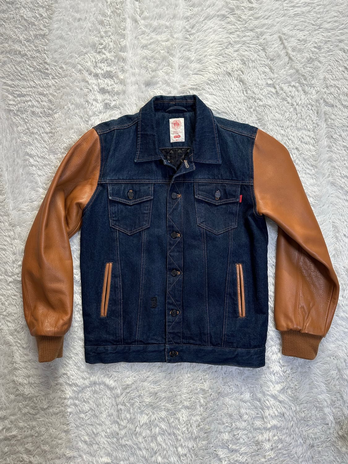 베리드얼라이브 데님 가죽 배색 자켓 M 상품이미지3