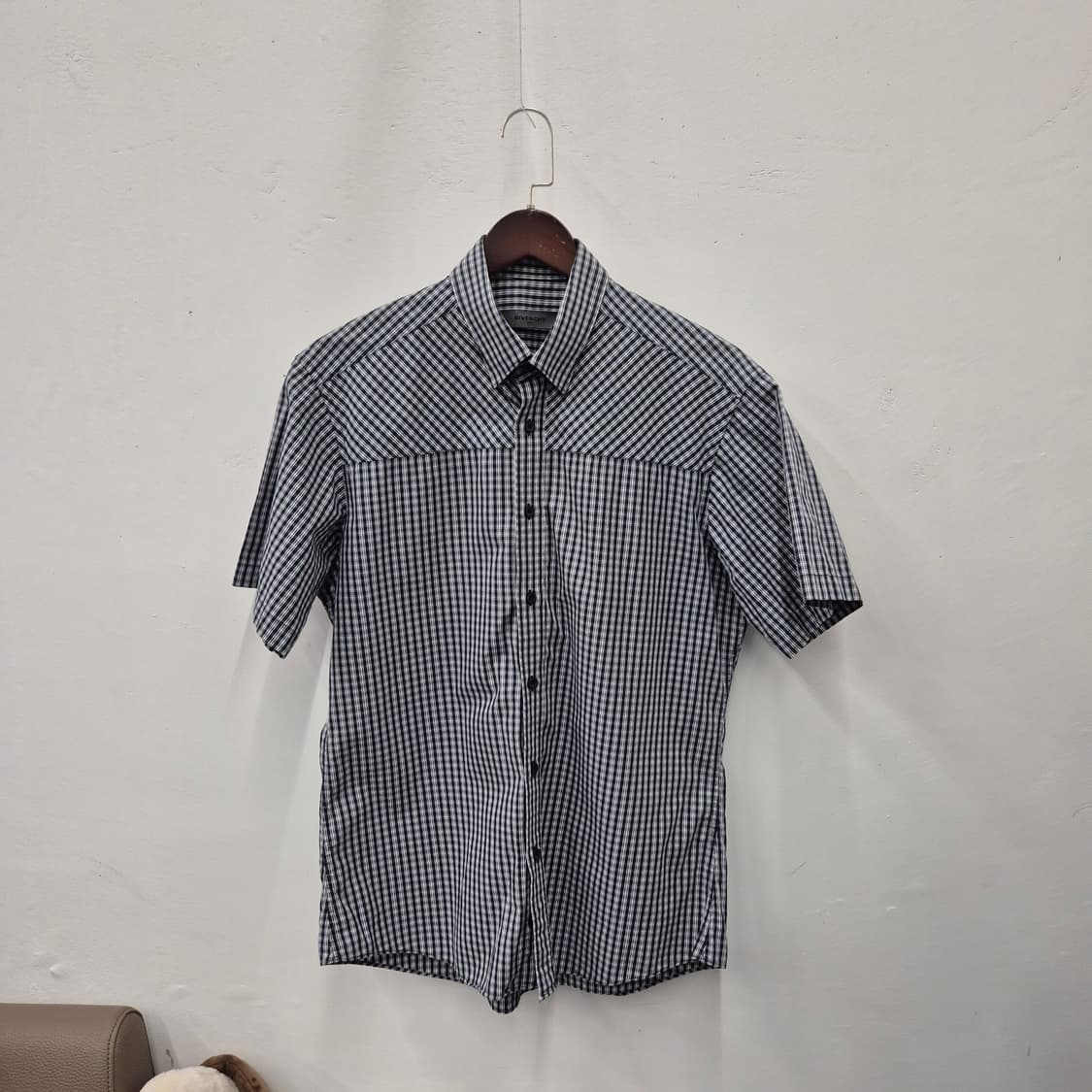 띠어리 맨 깅엄 체크 반팔 셔츠 100 상품이미지1