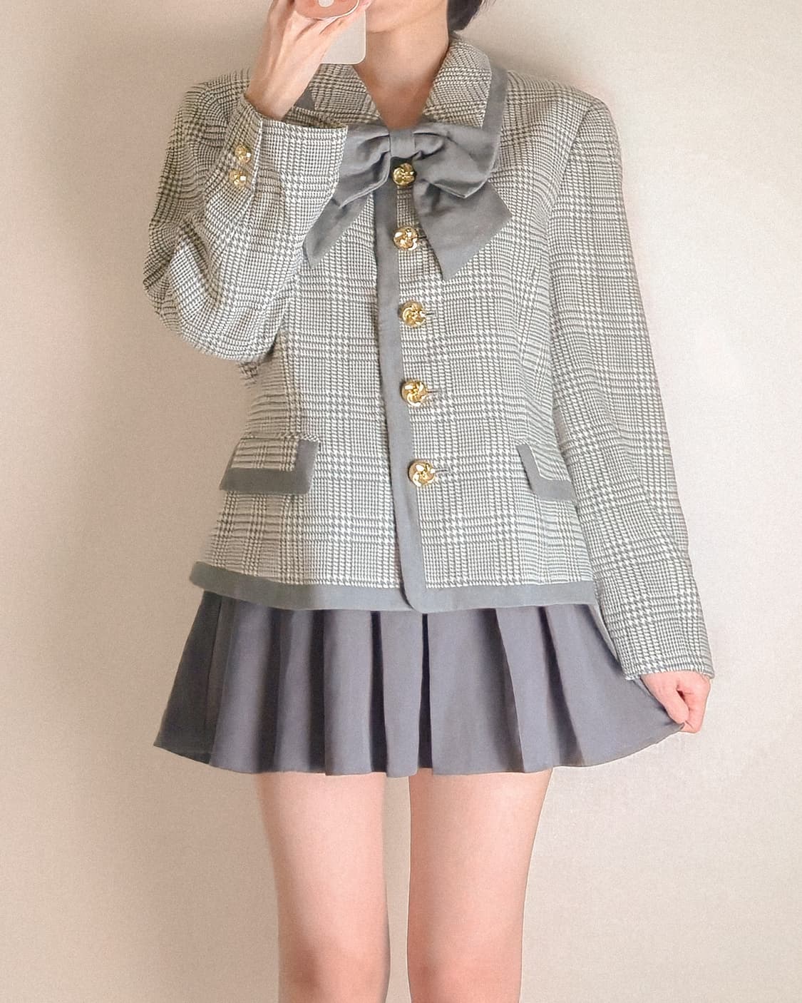 COLUMBUS AV. 러블리 리본 타이 하운드투스 자켓 (새상품) 상품이미지1