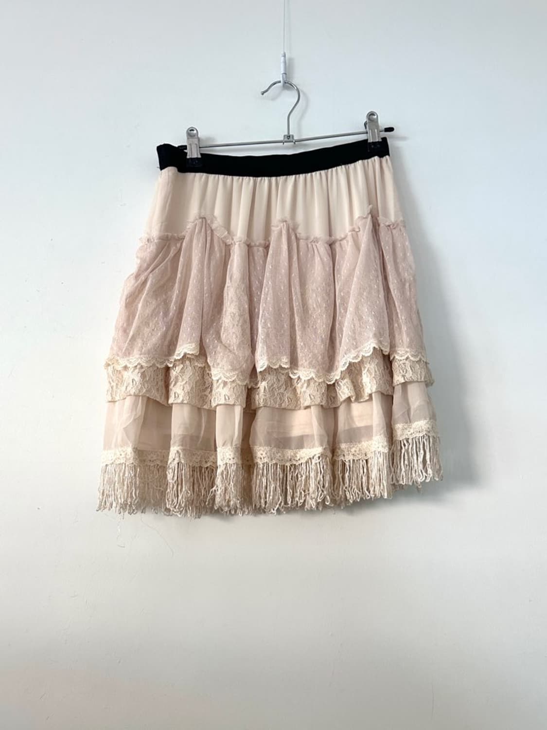 Lace frill can can mini skirt / ivory 상품이미지1
