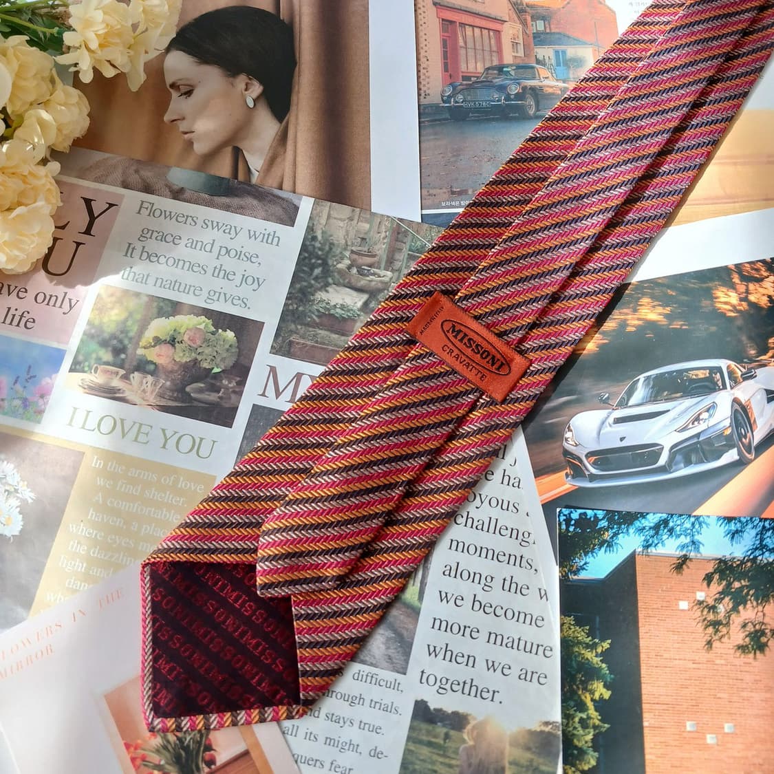 미쏘니 실크 헤링본 스트라이프 넥타이 9.2cm A+등급 A19420
 상품이미지5