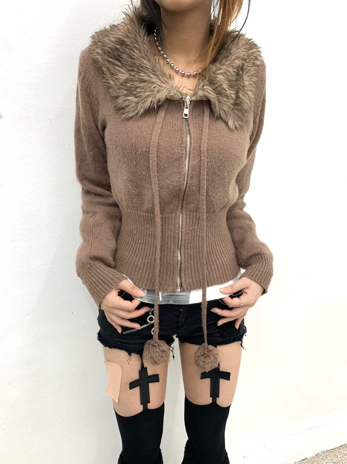 Romwe fur trimmed zip-up  상품이미지1