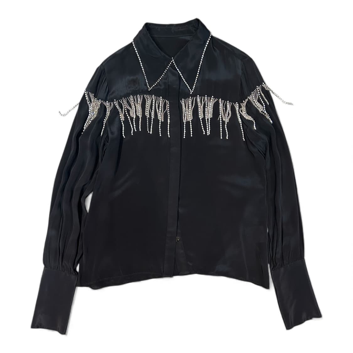 Vintage Silk Pearl-Fringe Western Shirts 상품이미지1