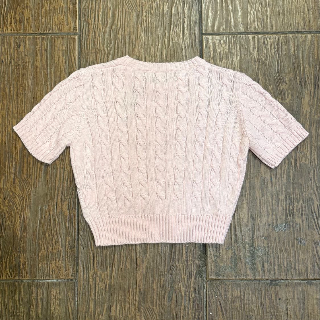 [HI] Polo 폴로 케이블 반팔 니트 연핑크 상품이미지5