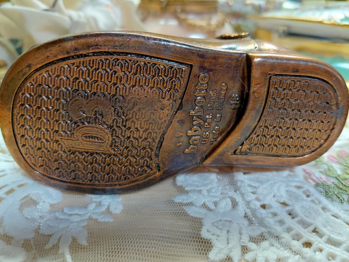 Rare Antique)귀한 1940s 앤틱 브론즈 아기 신발오브제 한쌍 상품이미지4