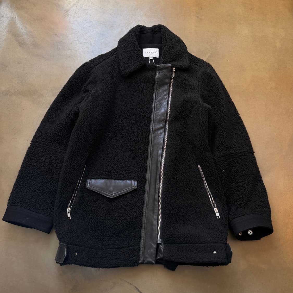 산드로 더블라이더베이스 셰르파 플리스 숏 코트 자켓 상품이미지2