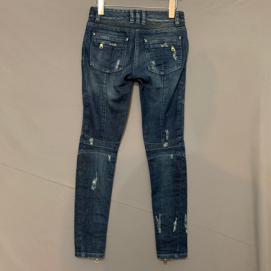 34 발망 데미지 바이커 스판 지퍼 데님 청바지 상품이미지2