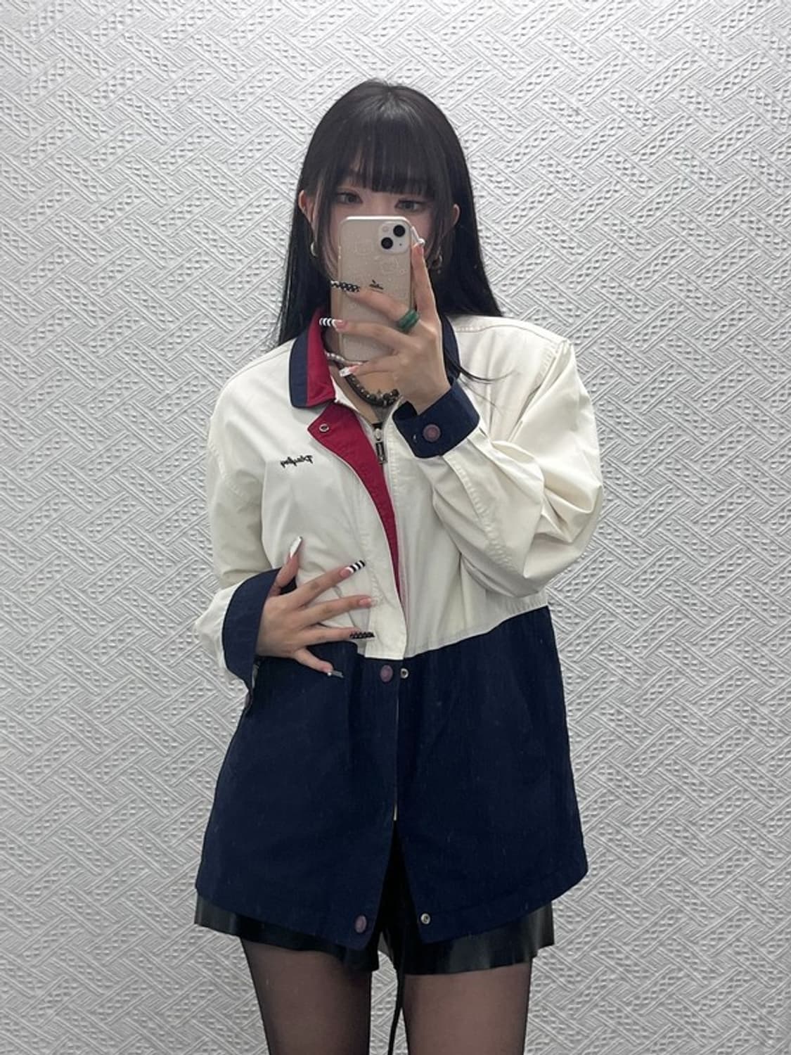 플레이보이 레트로 컨트리 빈티지 배색 바람막이 자켓 M C10142 상품이미지2