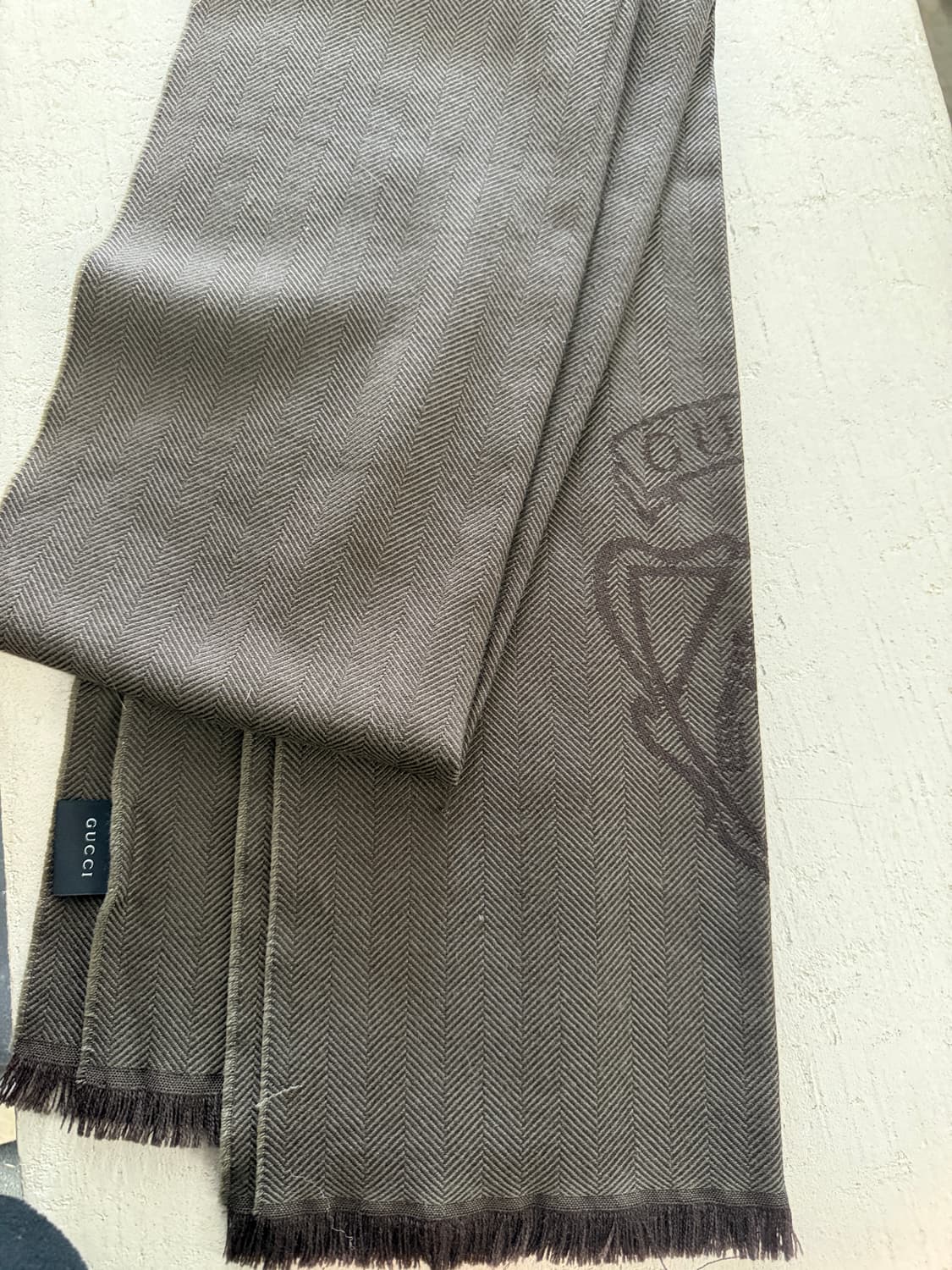 구찌 정품 GG 자카드 울 실크 머플러 상품이미지3