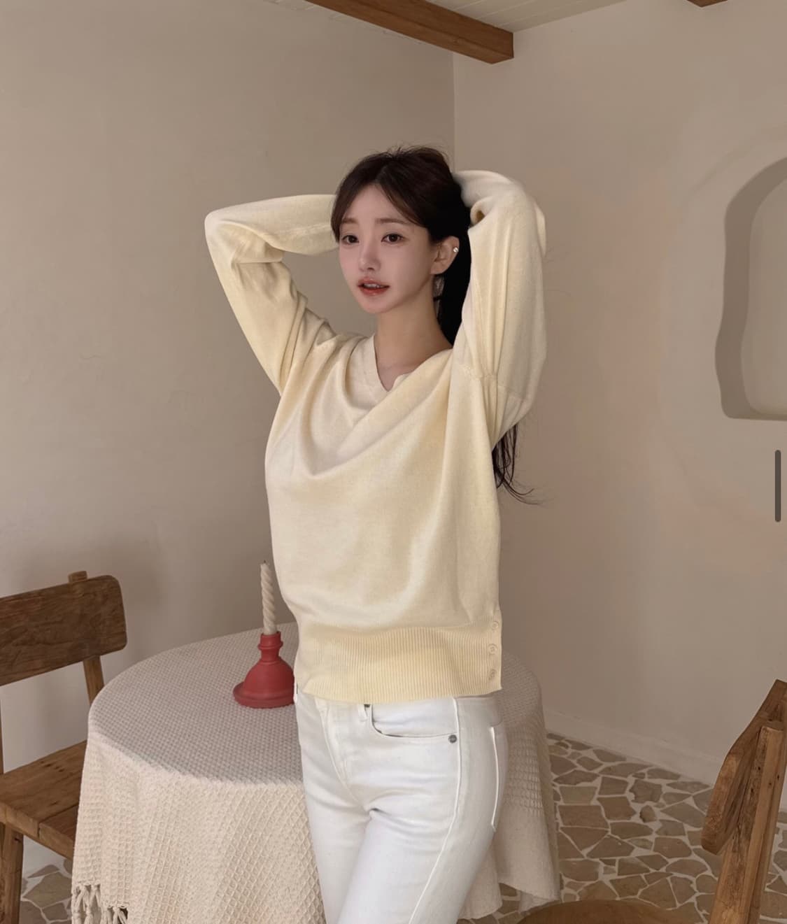 카인다미 브이넥 니트 티 상품이미지6