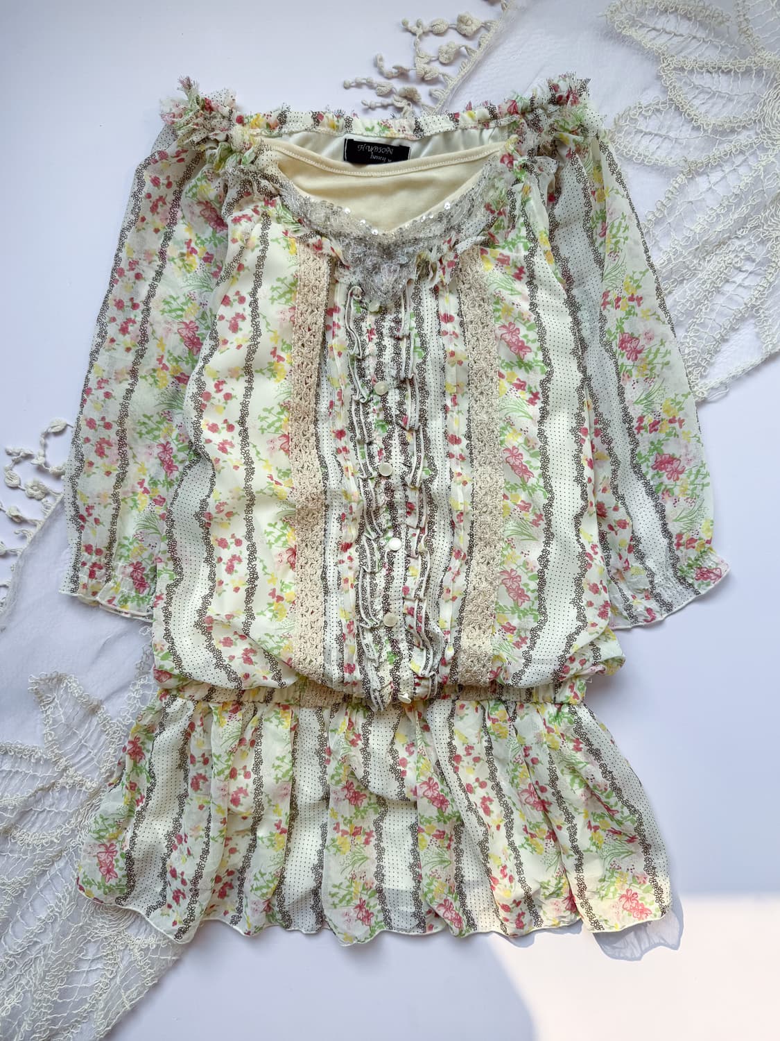 Floral Ruffled Button Blouse 0250 상품이미지1