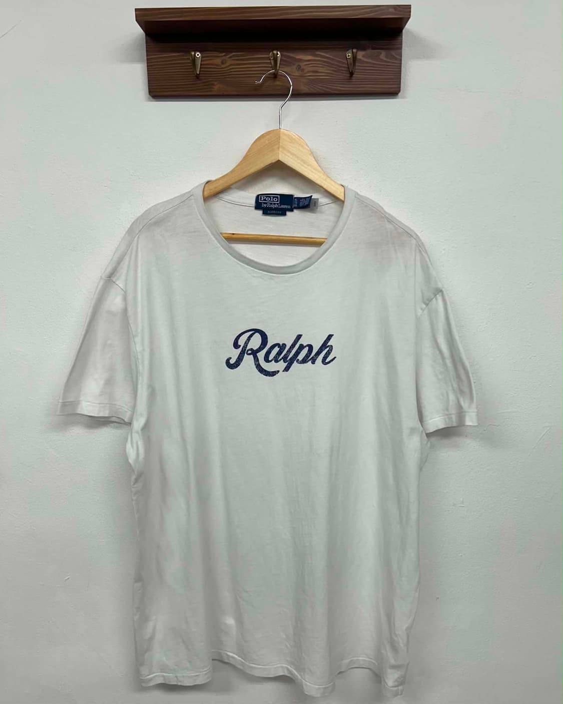 [XL] 폴로 랄프로렌 현행QR Ralph 스크립트 로고 화이트 반팔 티 상품이미지1