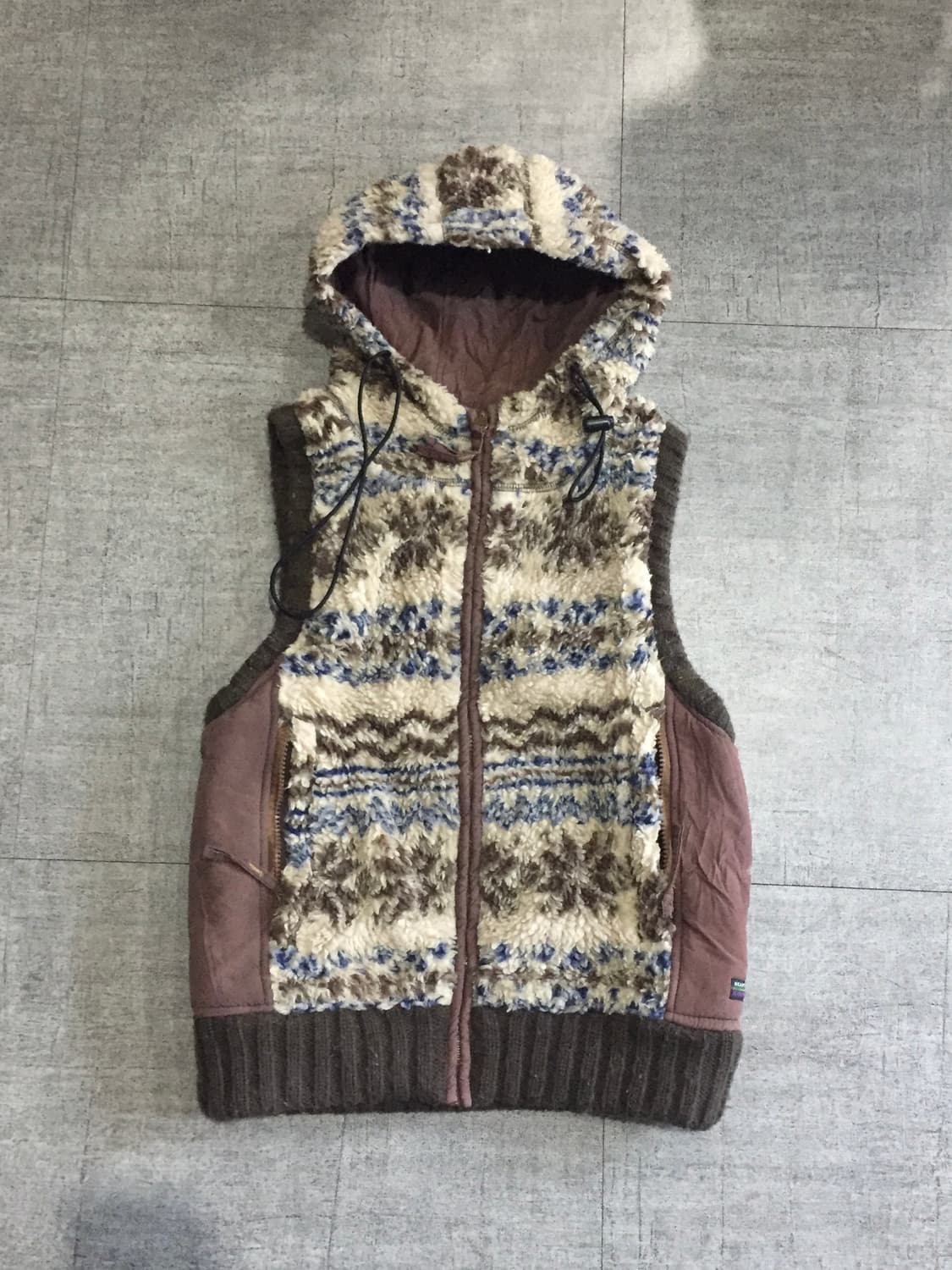 일본빈티지 Heavyduty 하구미모리걸 할메카지 코위찬배색 후드베스트 상품이미지1