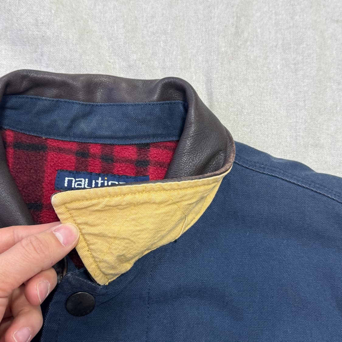 노티카 재팬 빈티지 누빔 레더카라 헌팅자켓 S(105) 상품이미지4