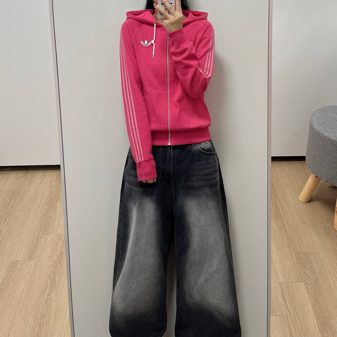 아디다스 Y2K 파이어버드 핑크 후드집업 상품이미지2