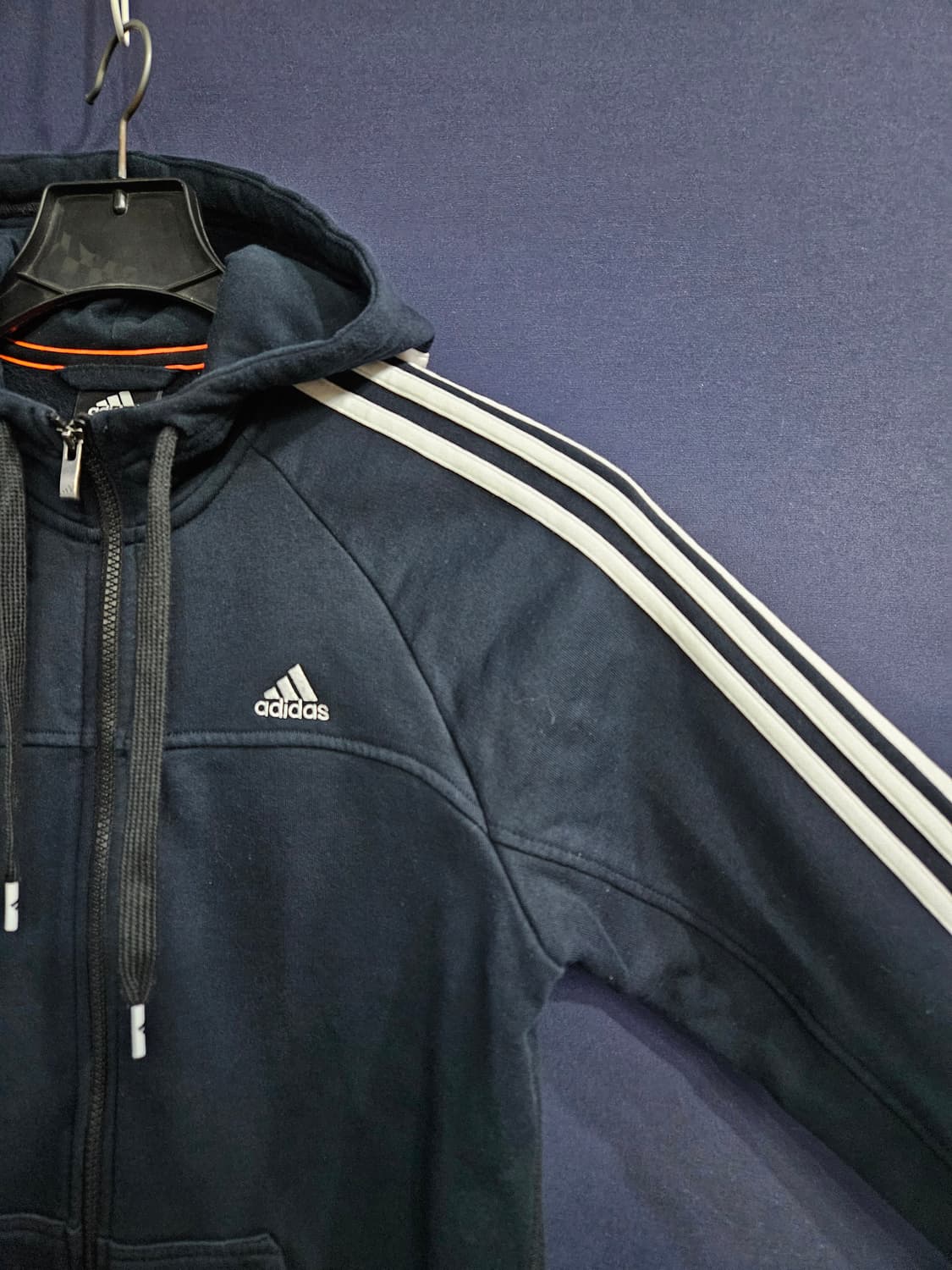 아디다스 삼선 다크네이비 남성 슬림핏 95 기모 후드집업  상품이미지4
