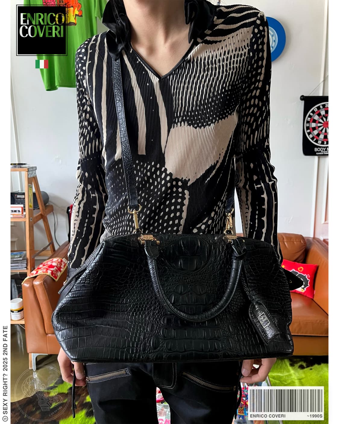 90s ENRICO COVERI 3-Way Alligator Bag 상품이미지1