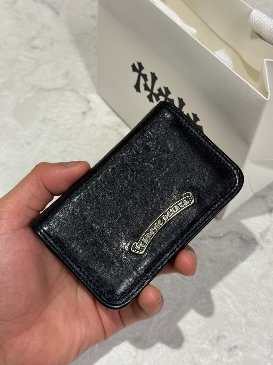 [ONE SIZE] 크롬하츠 실버 스크롤 라벨 카드지갑 블랙 상품이미지2