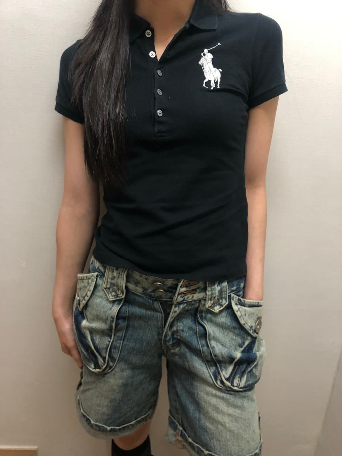 빈티지 폴로 네이비 카라 티셔츠 상품이미지1