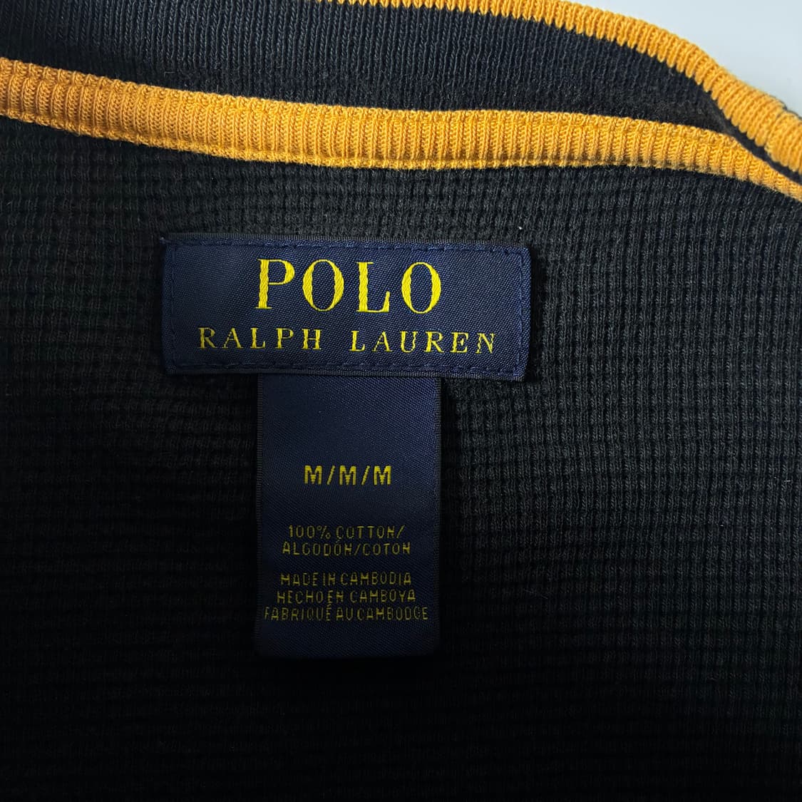 Polo  폴로 랄프로렌 자수 코튼 블랙 와플 롱슬리브 니트  상품이미지4