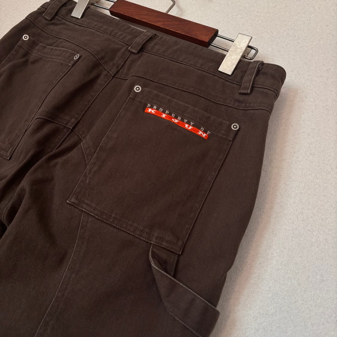 Kijun 기준 워크 팬츠 카펜터진 M 32 브라운 워싱 우디 청바지 상품이미지3