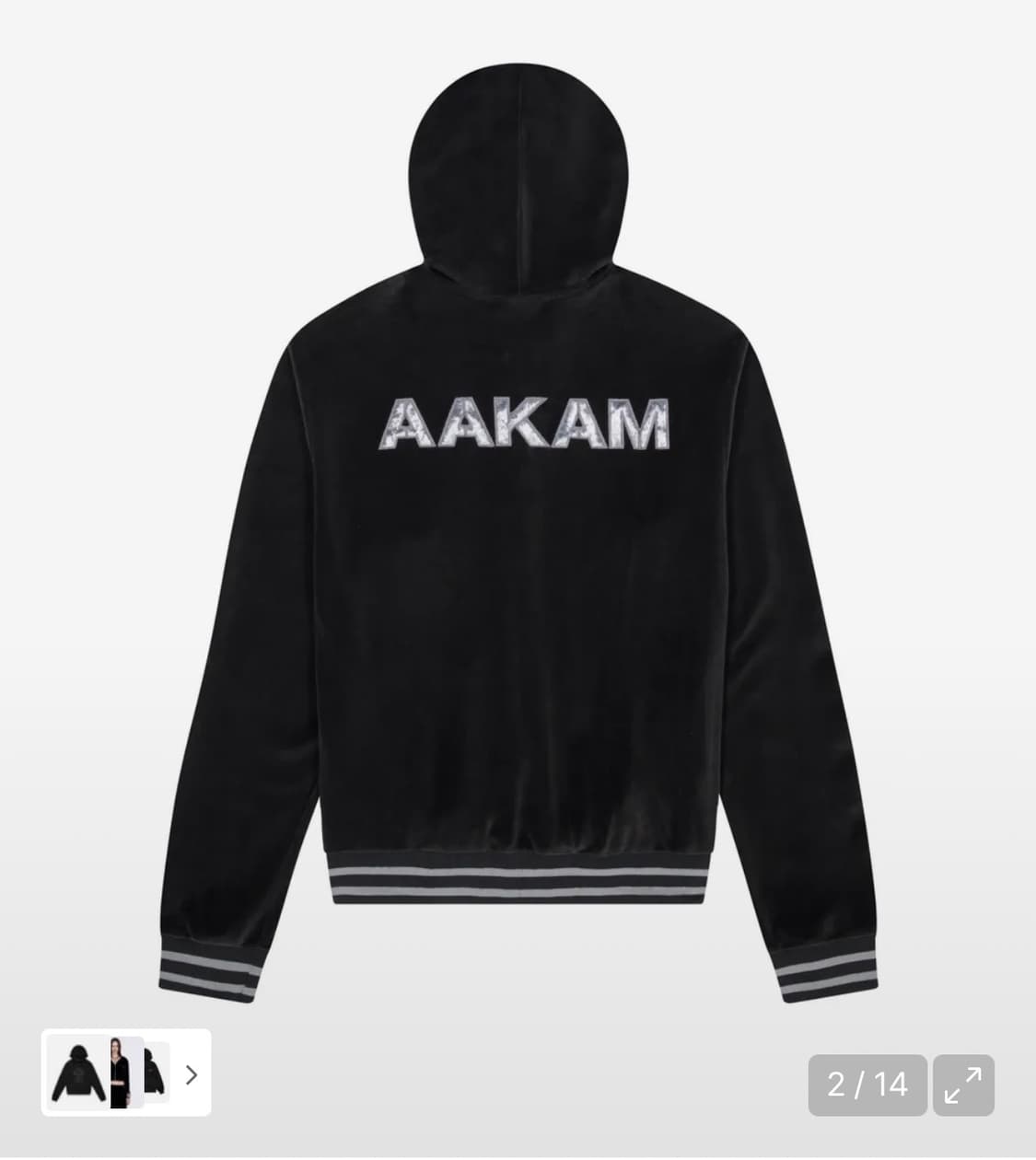 아캄 98 벨루어 후드 집업 블랙 / 98 패치 후드집업 상품이미지2