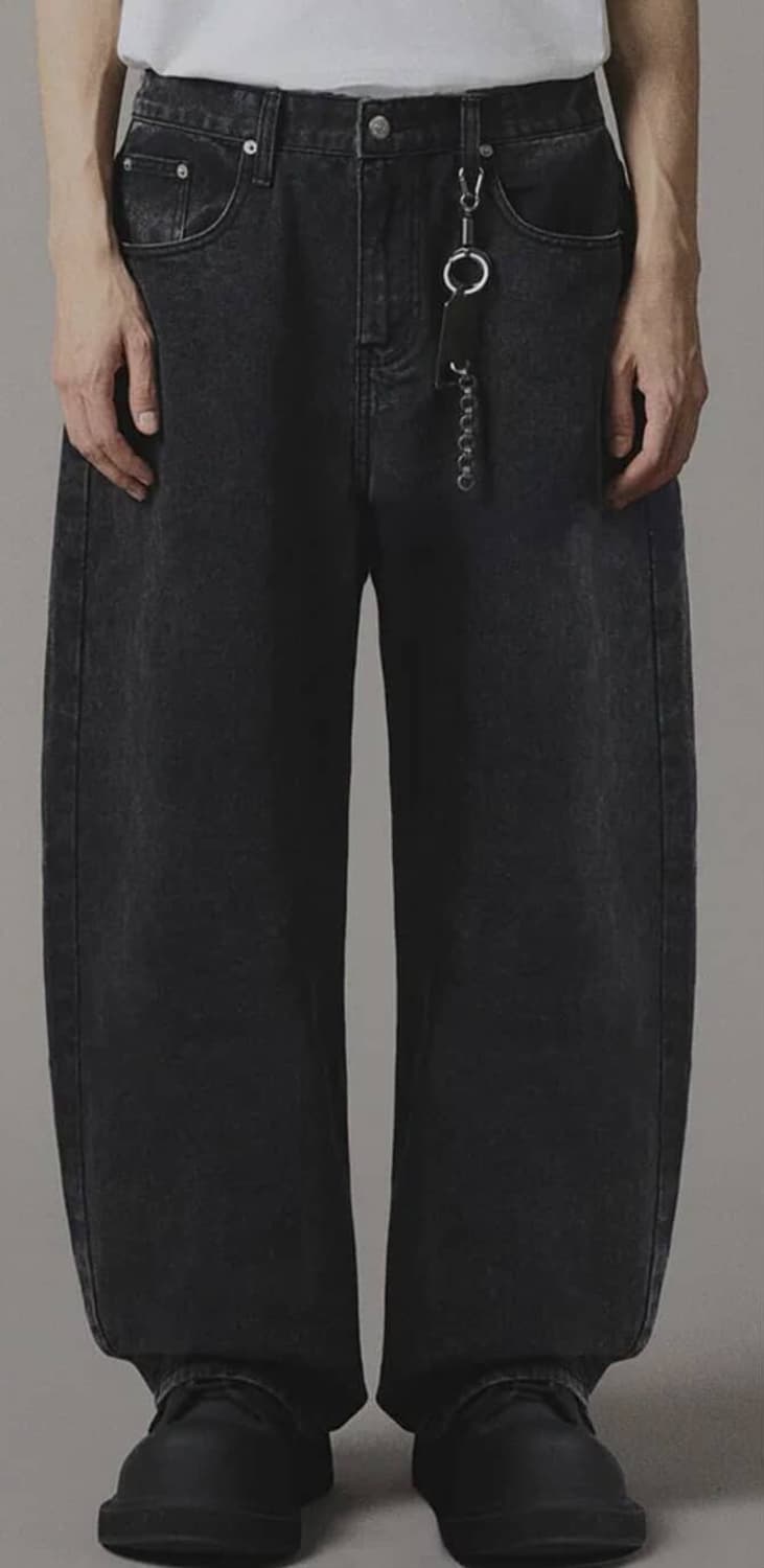 남녀공용 어널레코드 솔트워싱 데님 팬츠 흑청 L 상품이미지1