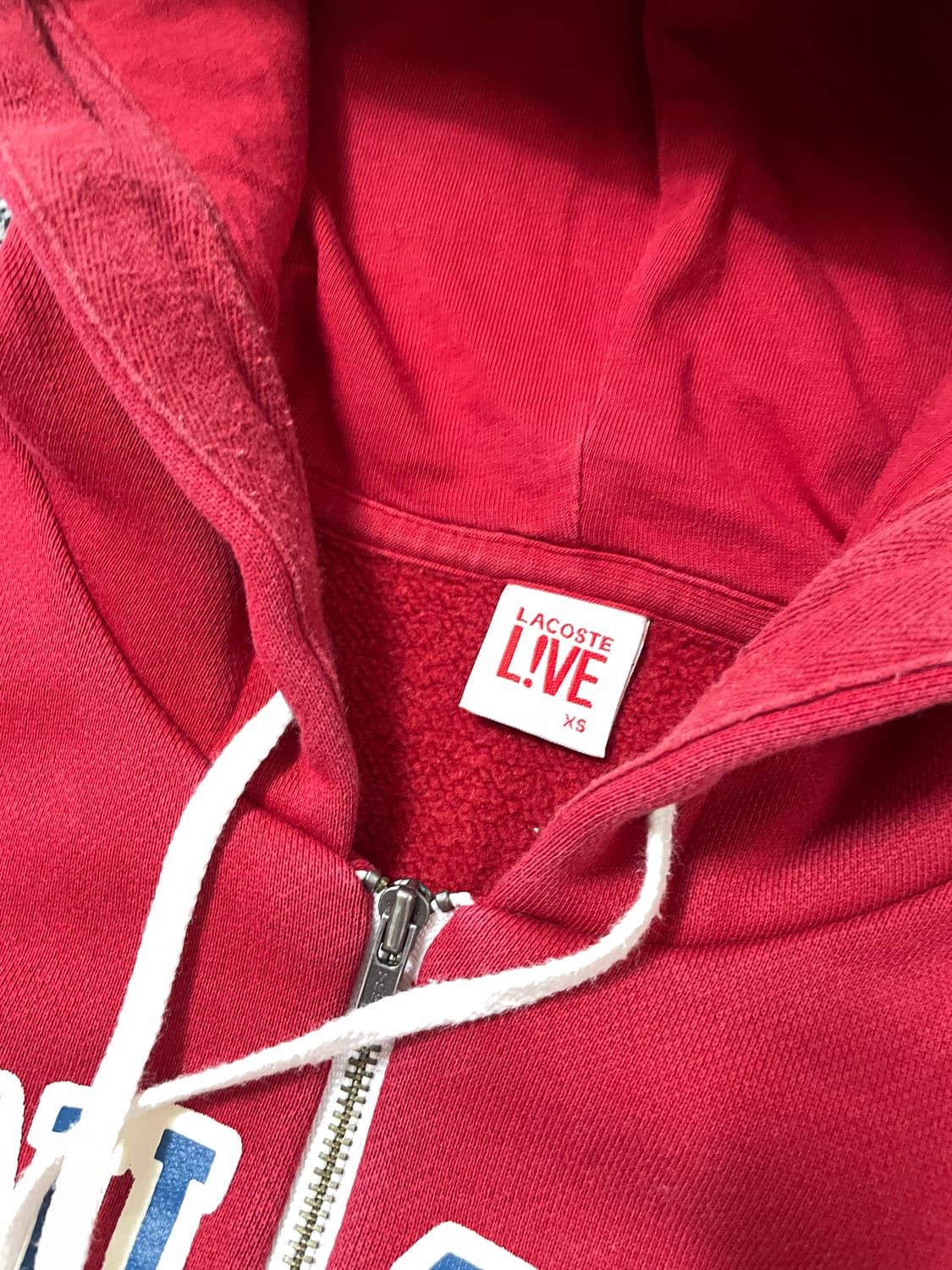 빈티지9. 라코스테 테니스걸 로고프린트 후드집업 후드 티셔츠 레드 상품이미지5