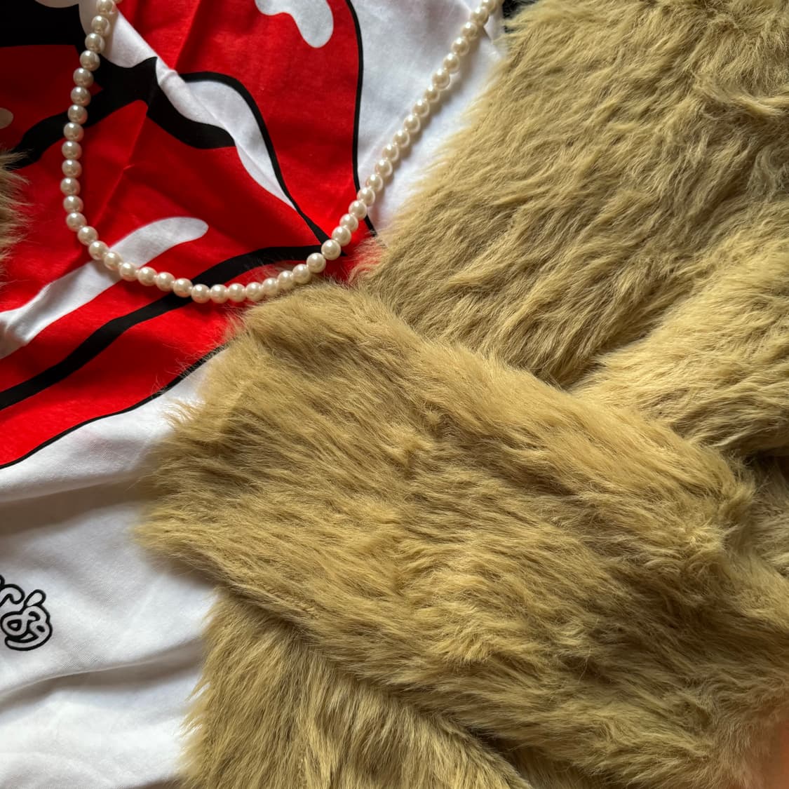 빈티지 그런지무드 골드 베이지 브라운 퍼 오픈 니트 가디건 아우터  상품이미지2