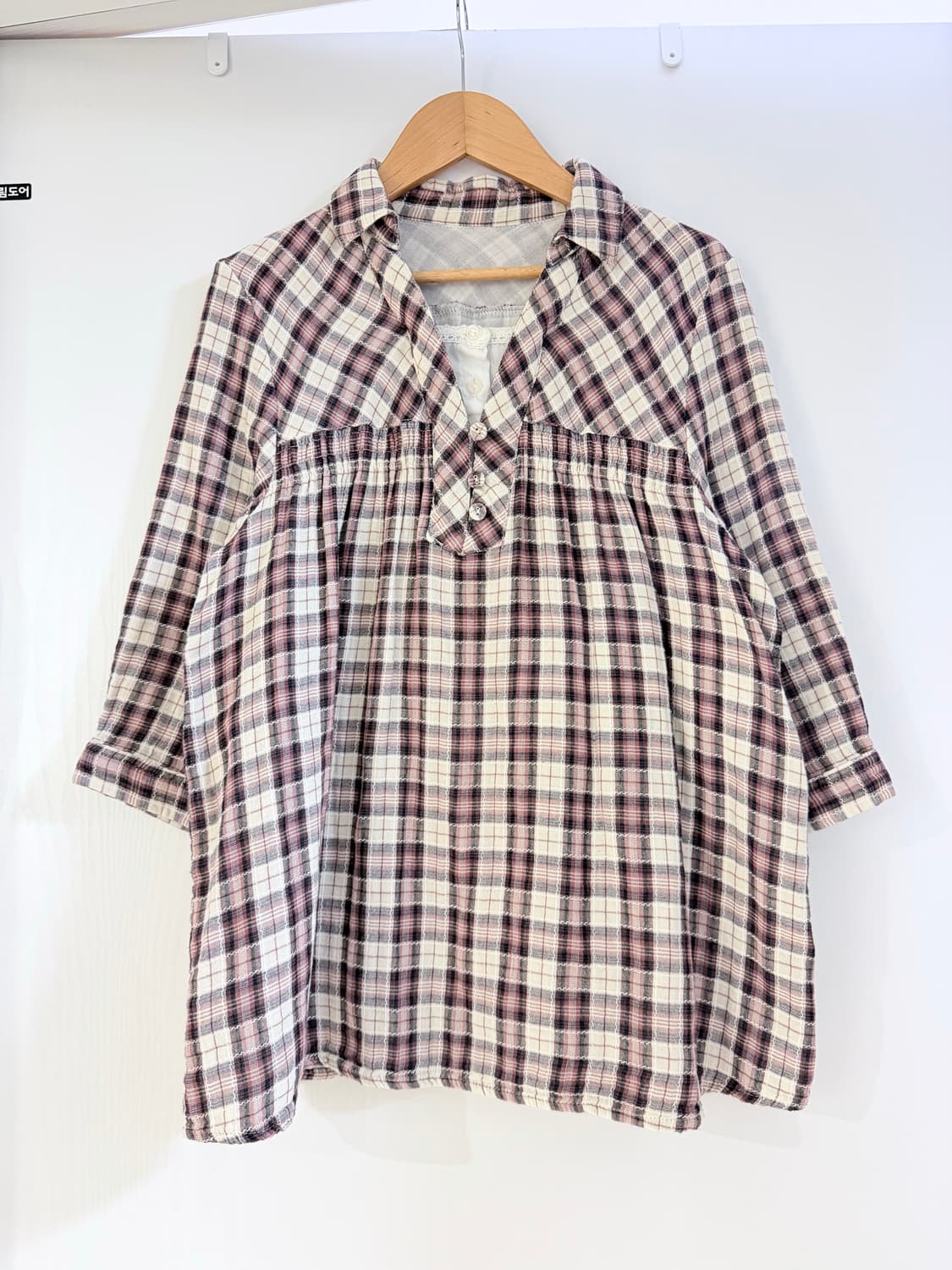 핑크 브라운 체크 모리 셔츠 상품이미지1