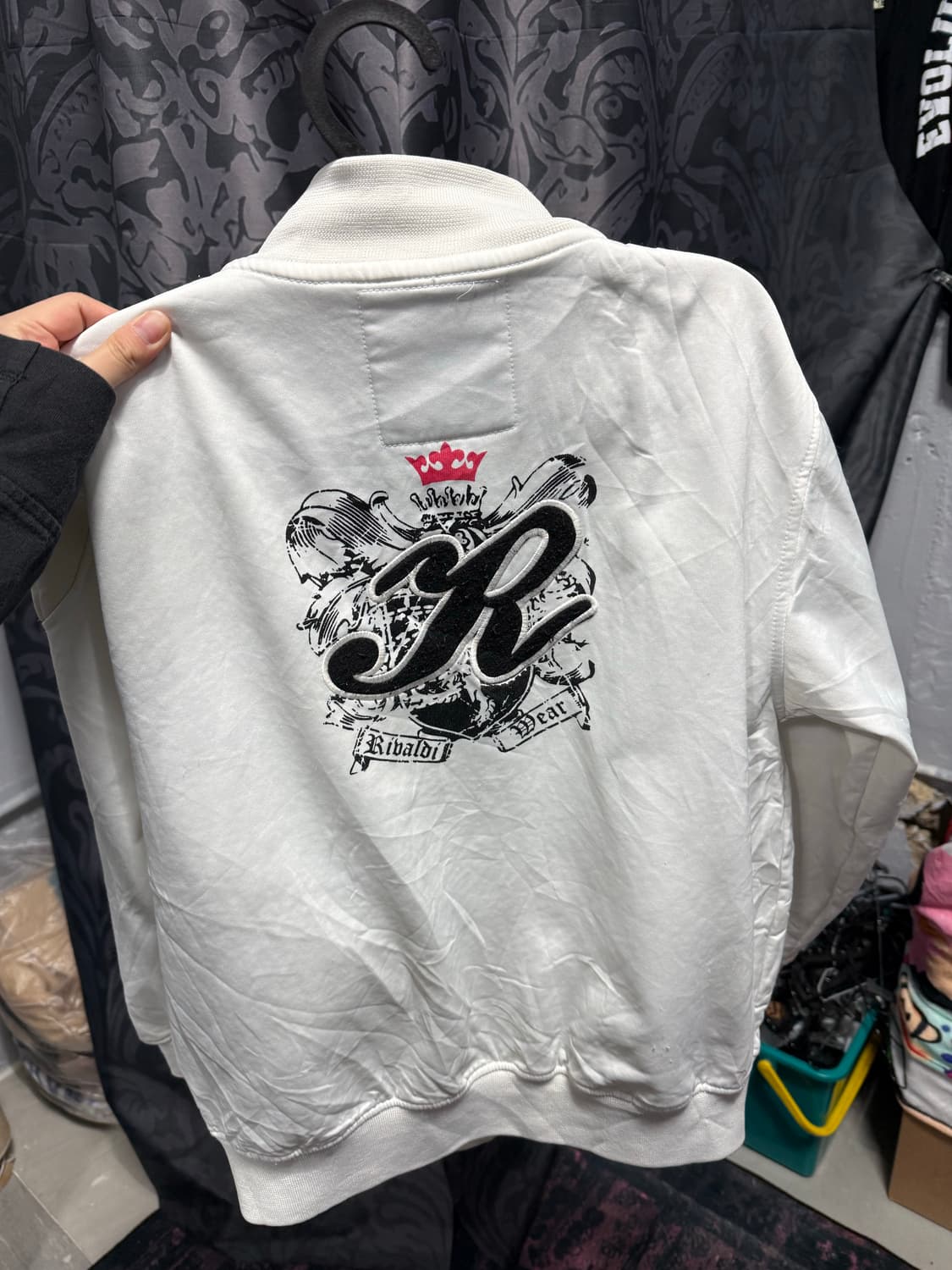 크라운 자수•프린팅 화이트 집업 상품이미지7