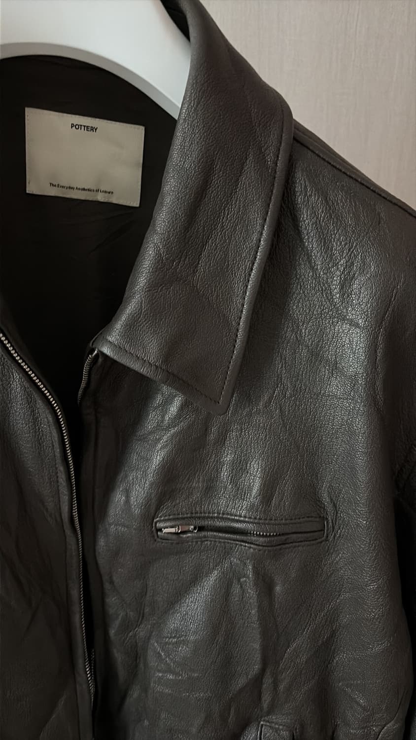 포터리 고트레더 자켓 다크브라운 3사이즈 상품이미지2