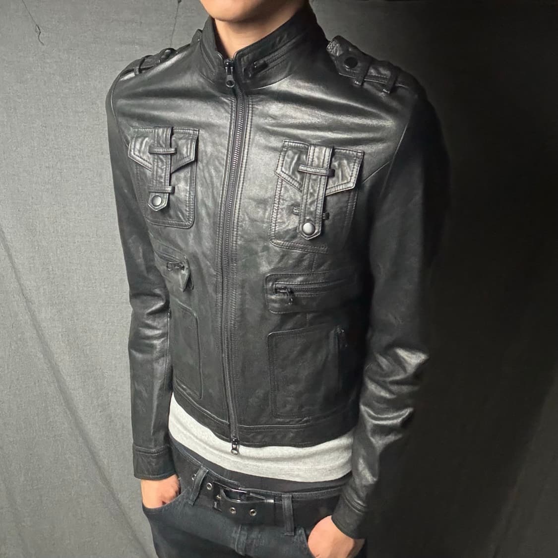 lamb skin pocket leather jacket 상품이미지2