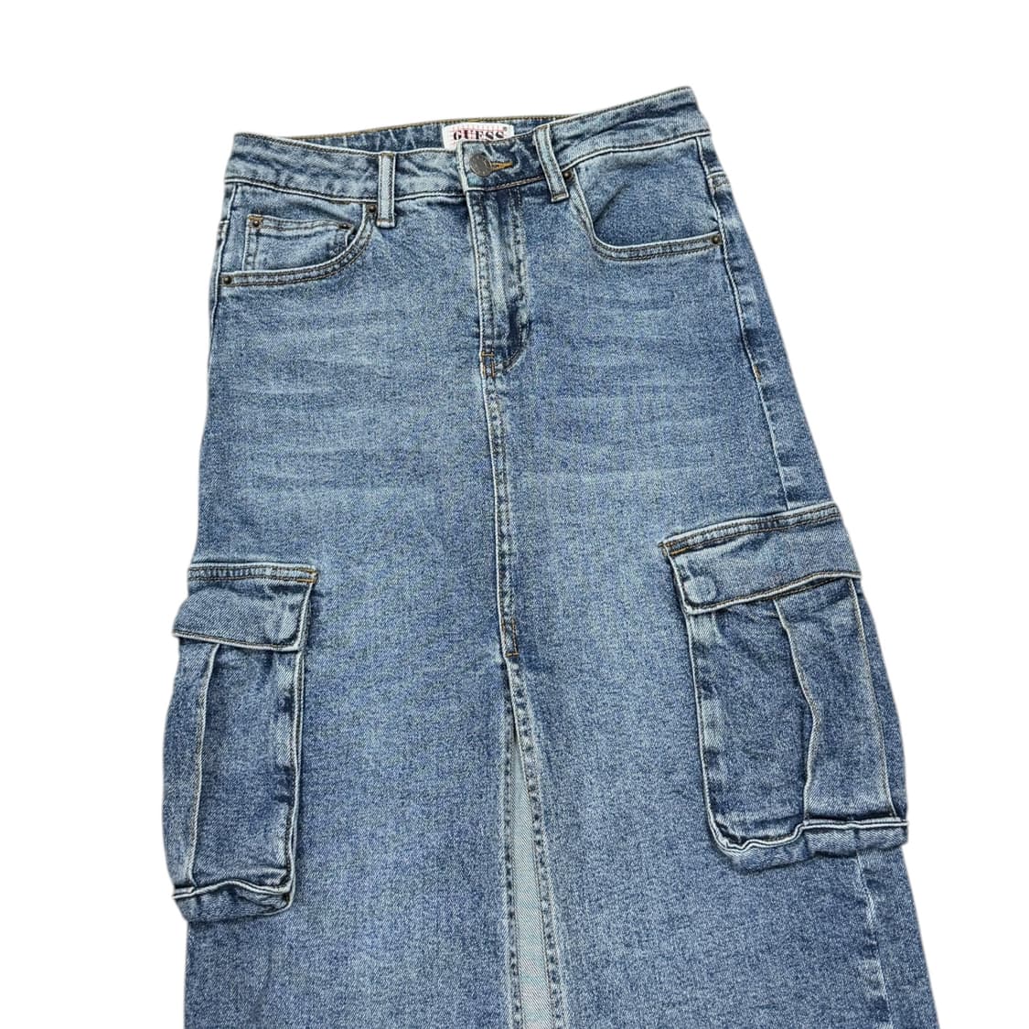 게스 여성 앞트임 데님 카고 롱스커트 치마 24 상품이미지2