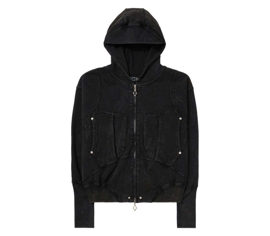 미스치프 빅 포켓 후드 워시드 블랙 상품이미지1