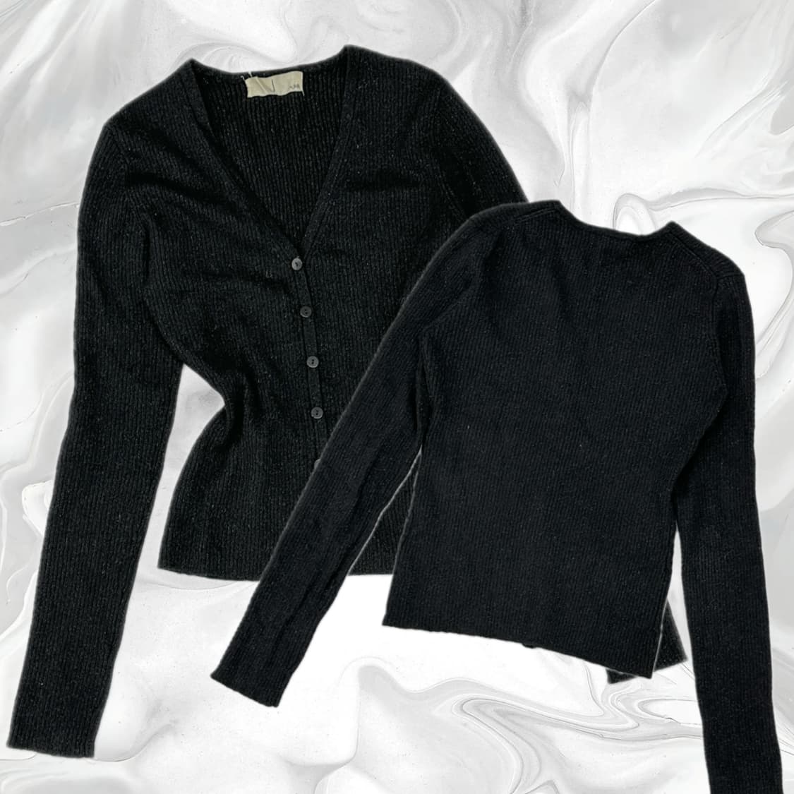 J&R 고스로리 공겜여주 지뢰계 블랙 슬림핏 골지 가디건  상품이미지1