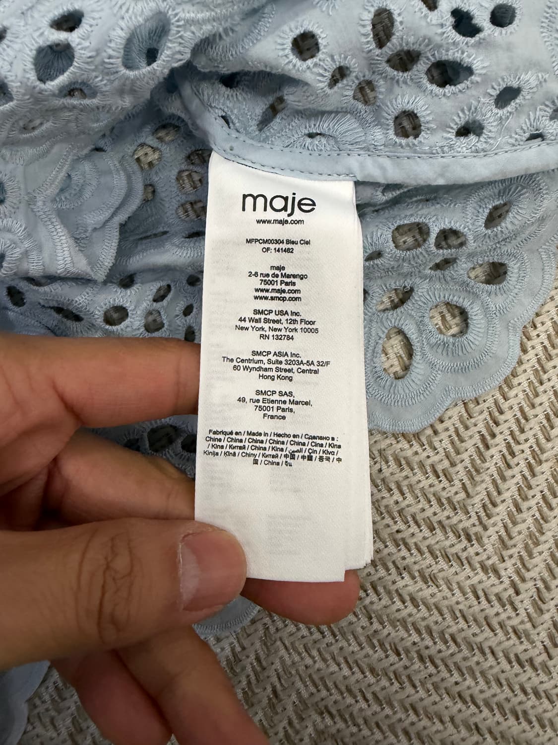 정품) 마쥬 아일렛 레이스 오버사이즈 블라우스 1 상품이미지7