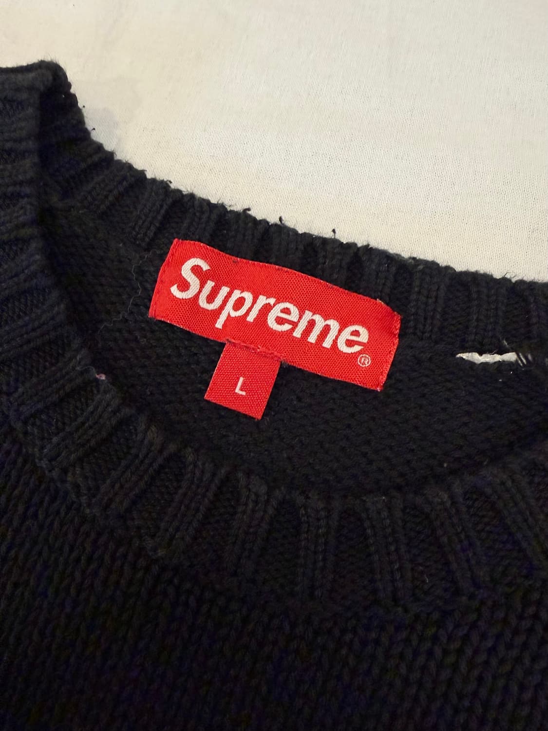 20SS 슈프림 백로고 니트 스웨터 블랙 상품이미지5