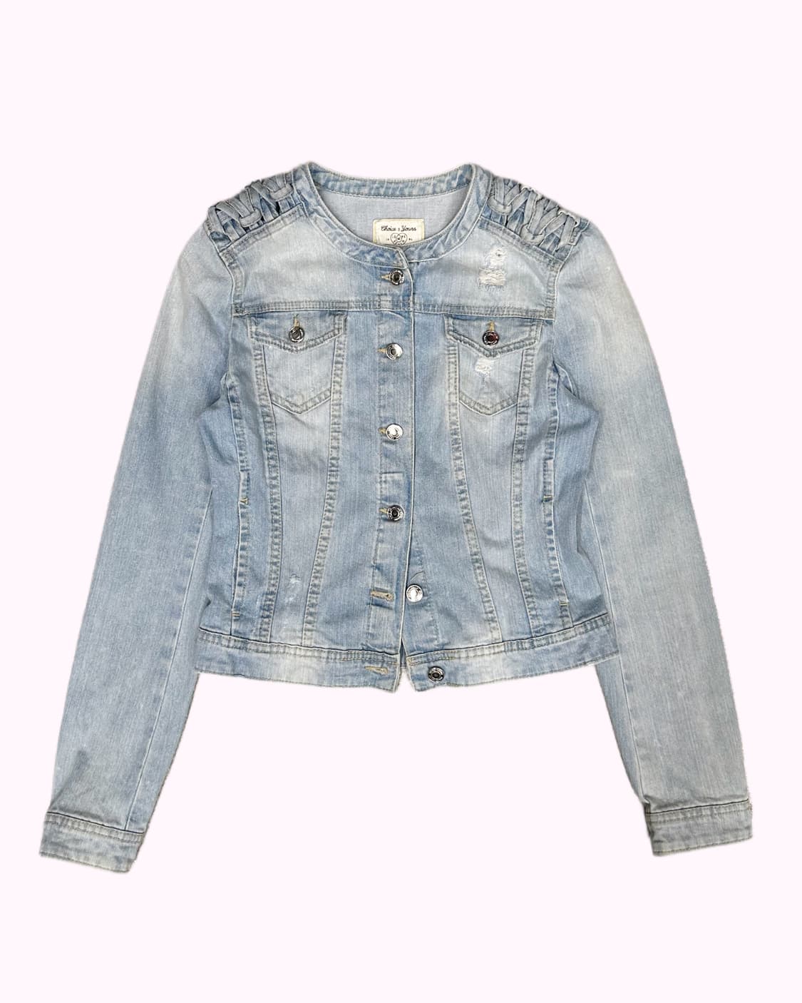 collarless damage denim jacket 상품이미지1