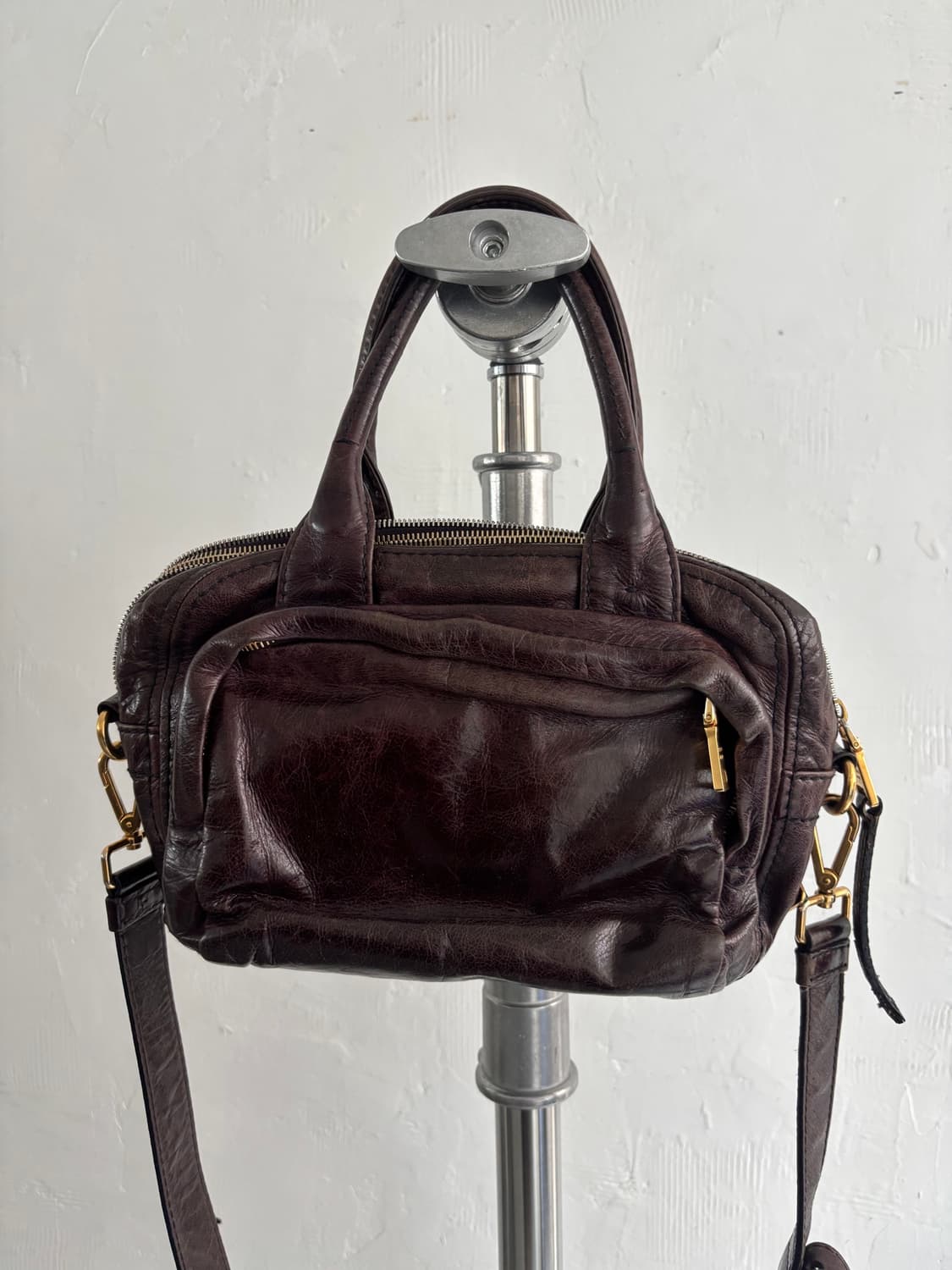 PRADA 프라다 다크 브라운 비텔로 샤인 카메라 2WAY 백 상품이미지5