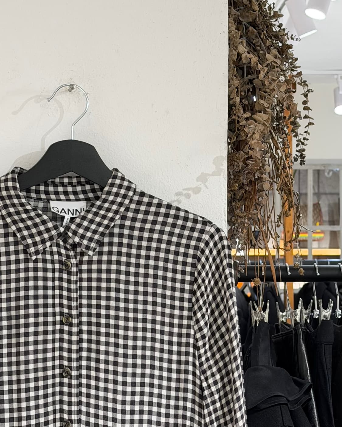 가니 깅엄 체크 프린티드 크레페 레이어 맥시 스커트 상품이미지3