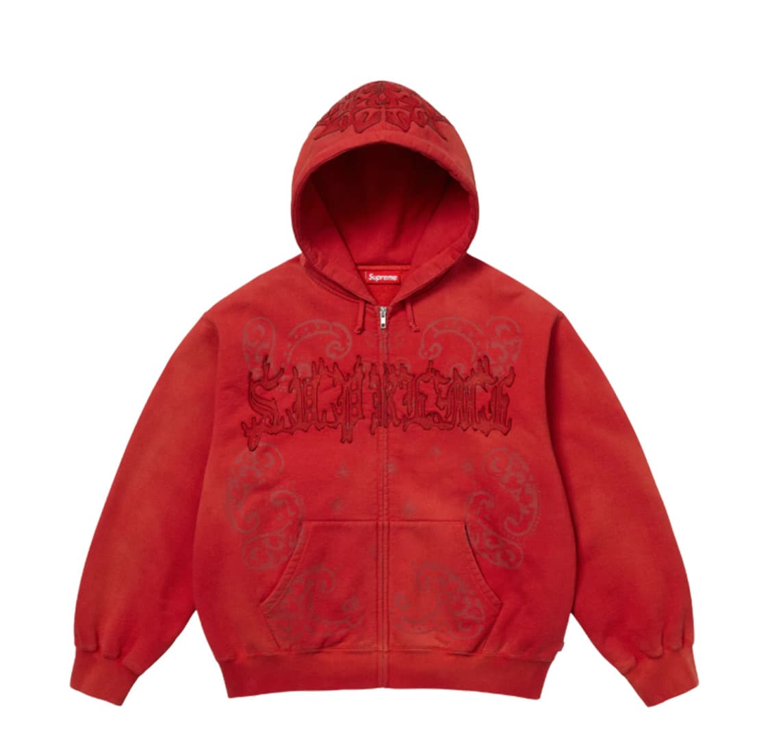 슈프림 레더 아플리케 집업 후드 상품이미지1