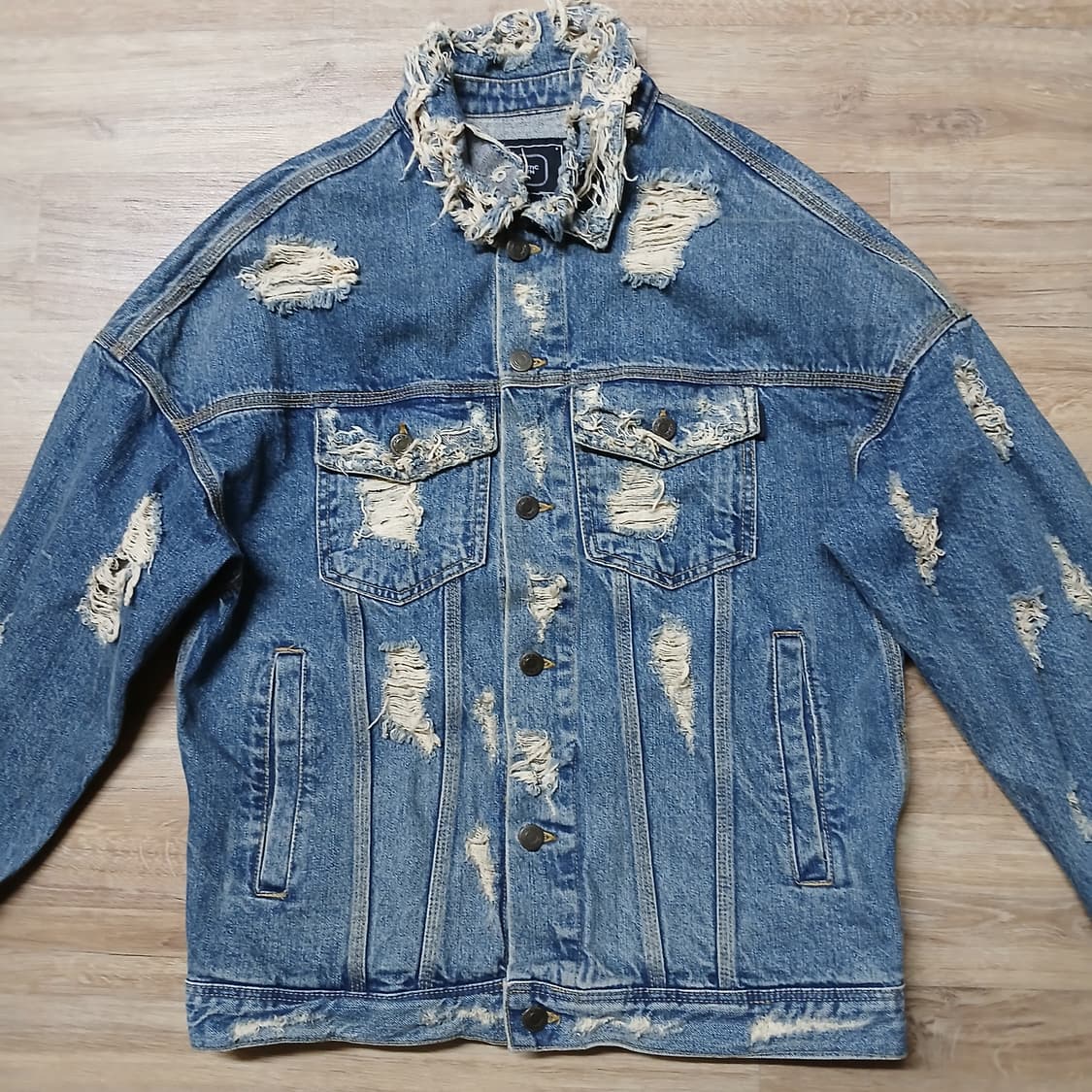 로맨틱크라운 데미지 트러커 남녀공용 데님자켓 청자켓 상품이미지5