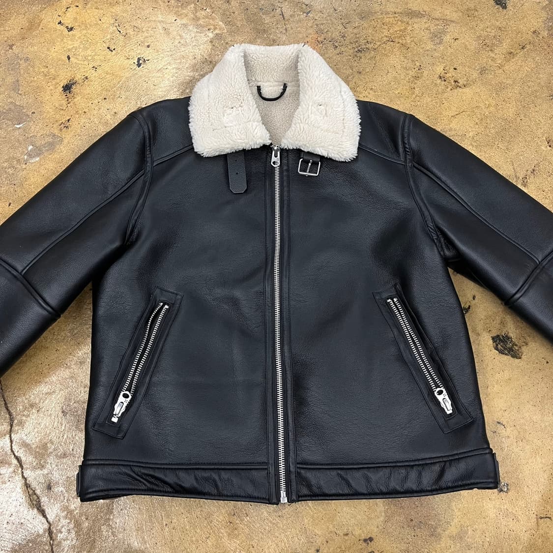 [정품/L] 자라 블랙 무스탕 양털 자켓 b19 상품이미지3