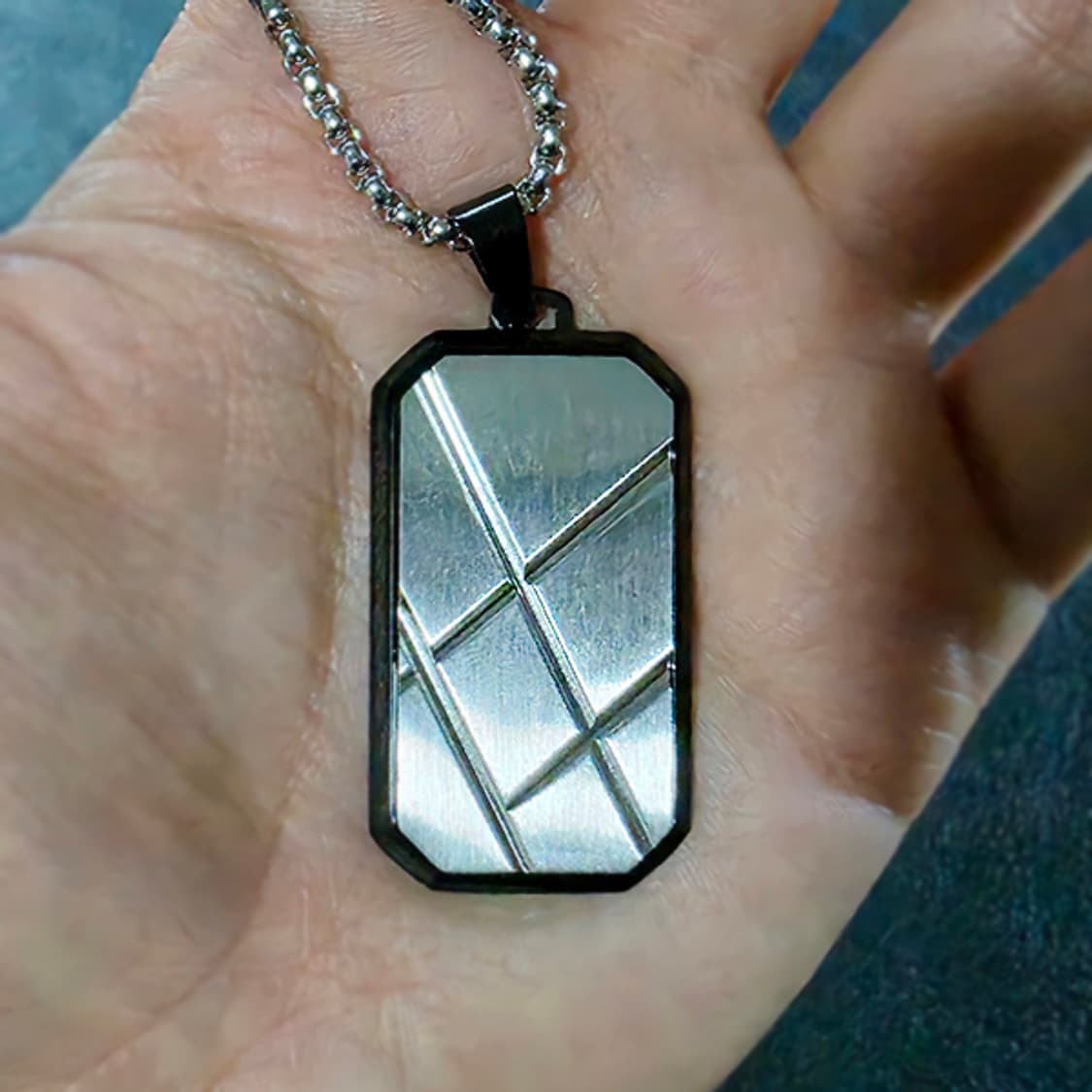 Longinus 티타늄 펜던트 빈티지 엔틱 기하학 사선 남자 목걸이 상품이미지6