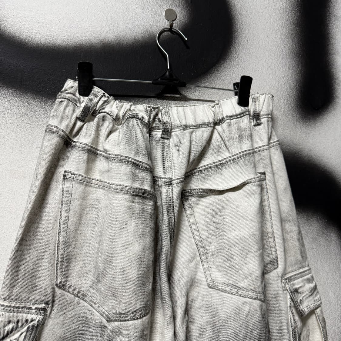 낫포너드 그런지 워싱 벌룬핏 와이드 카고 데님 팬츠 상품이미지6
