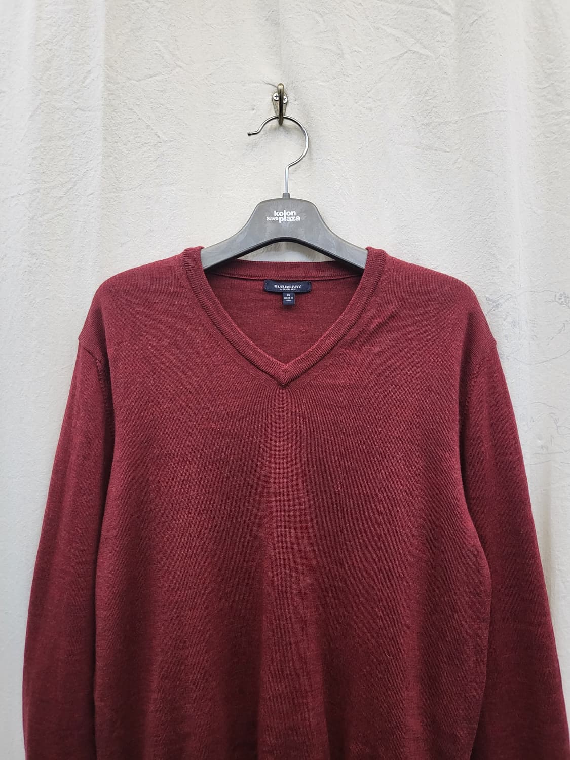 버버리 브이넥 니트 버건디 상품이미지3