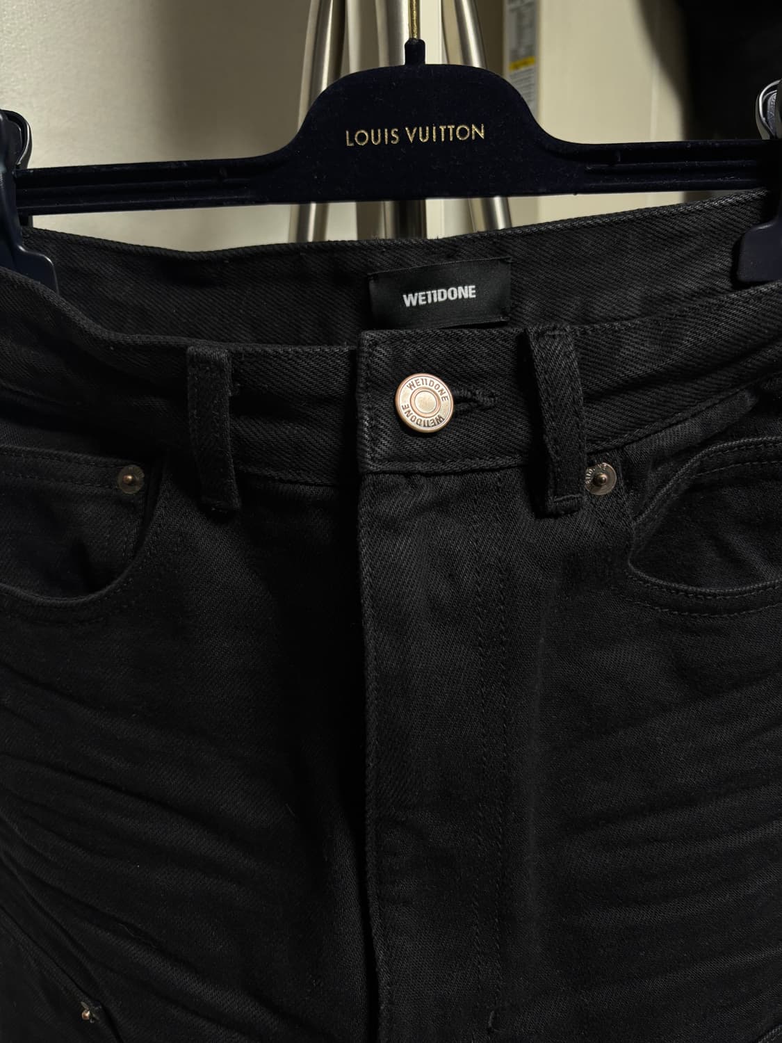 We11done 웨이브 데님 워크 팬츠 XS 블랙 상품이미지2