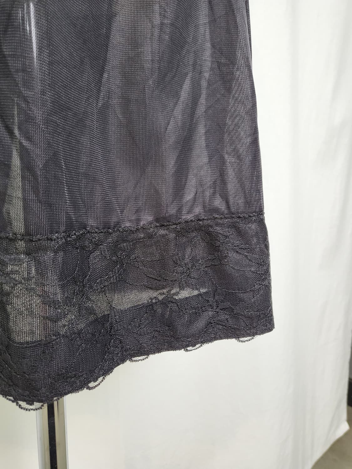 빈티지 딥 블랙 란제리 숏 슬립 스커트 상품이미지2